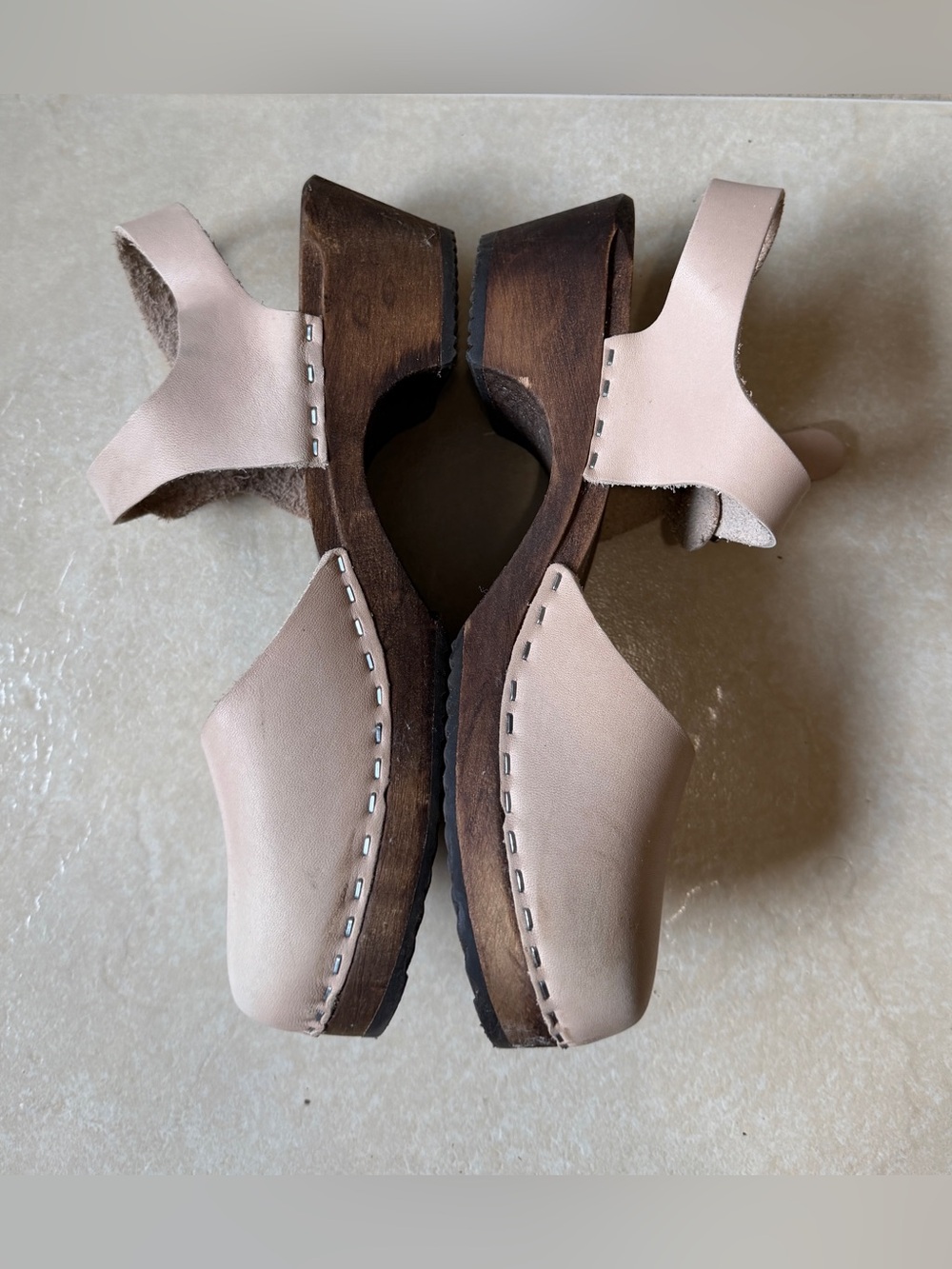 Lotta's Stockholm Swedish Comfort Womens 38 US 8 Wooden Clog Sandals Leather - Picture 5 of 11